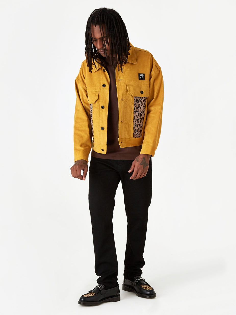 Brain Dead Brain Dead Corduroy Leopard Contrast Trucker Jacket - Yellow - Yellow