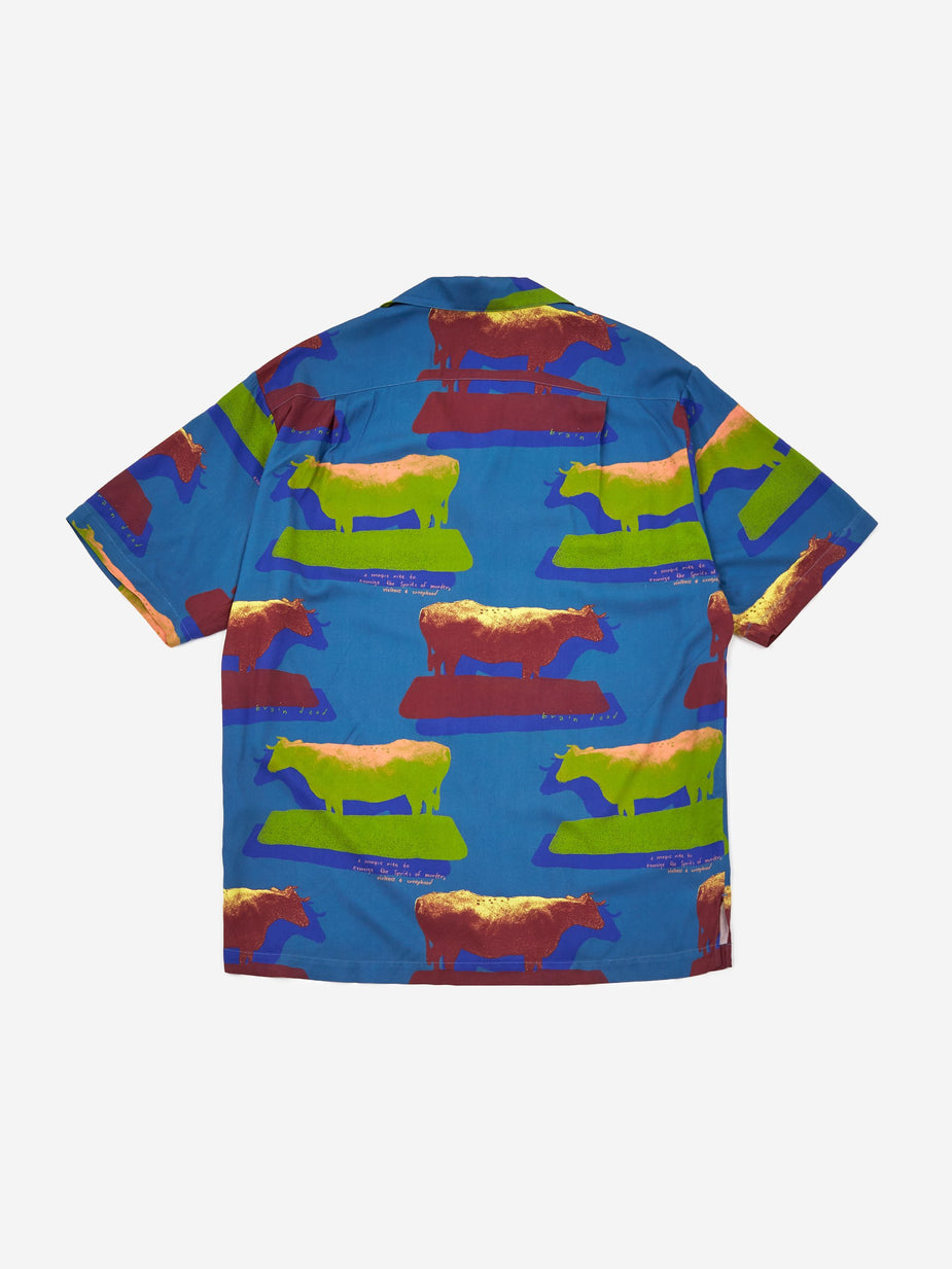 Brain Dead Brain Dead Cow Print Short Sleeve Button Shirt - Multi - Multi
