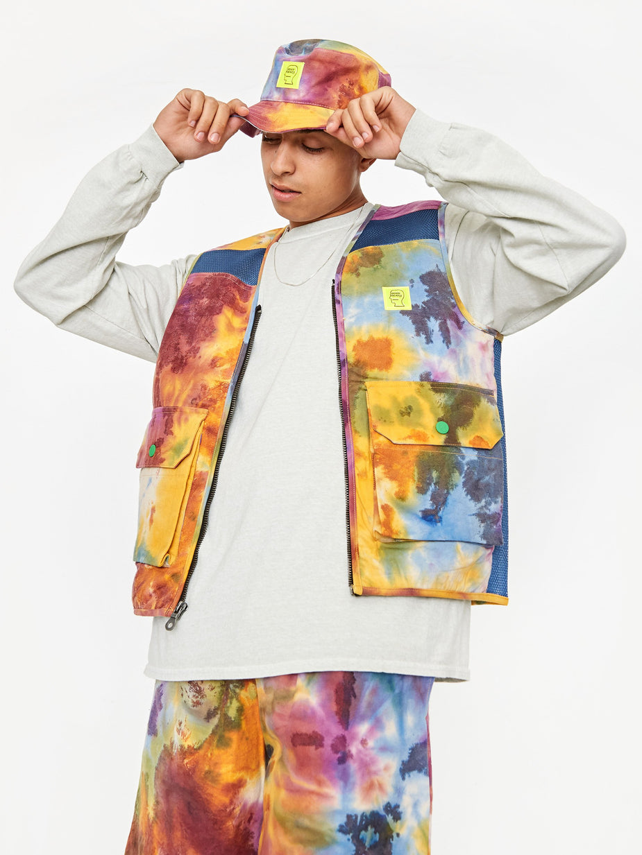 Brain Dead Brain Dead Dyed Canvas Spacer Mesh Tactical Vest - Tie Dye - Tie-Dye