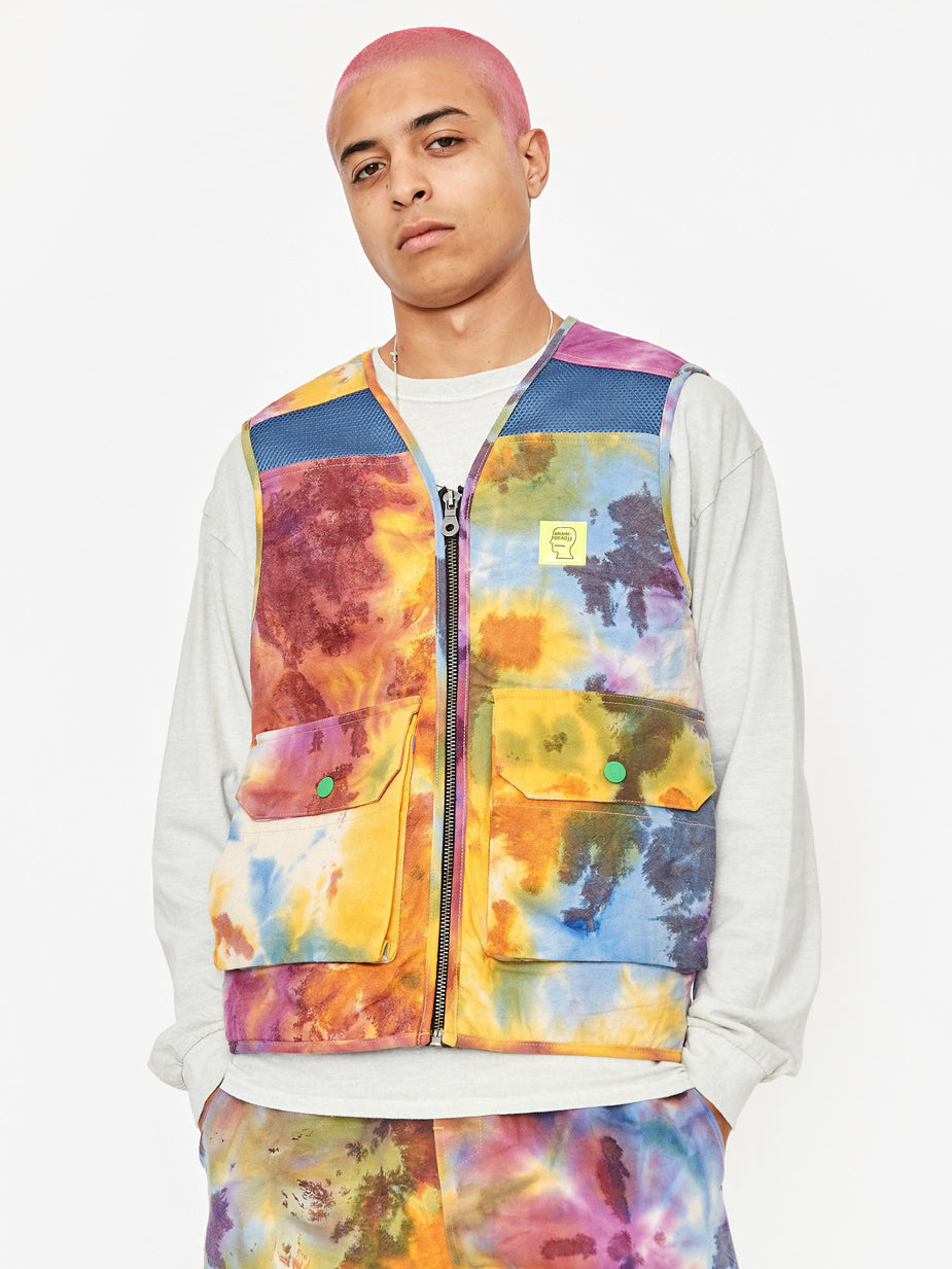 Brain Dead Brain Dead Dyed Canvas Spacer Mesh Tactical Vest - Tie Dye - Tie-Dye