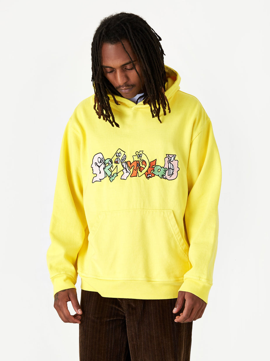 Brain Dead Brain Dead Embroidered Graffiti Hoodie - Light Yellow - Yellow