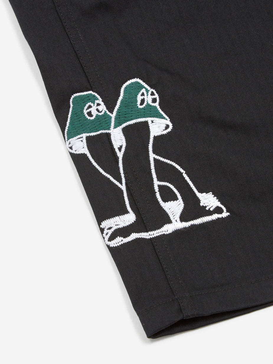 Brain Dead Brain Dead Mushroom Embroidery Herringbone Military Pant - Black - Black