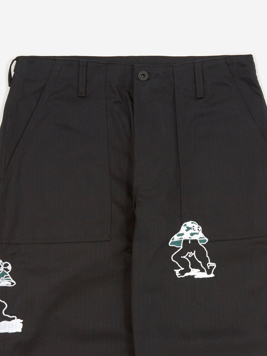 Brain Dead Brain Dead Mushroom Embroidery Herringbone Military Pant - Black - Black