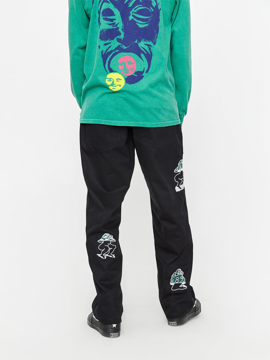 Brain Dead Brain Dead Mushroom Embroidery Herringbone Military Pant - Black - Black