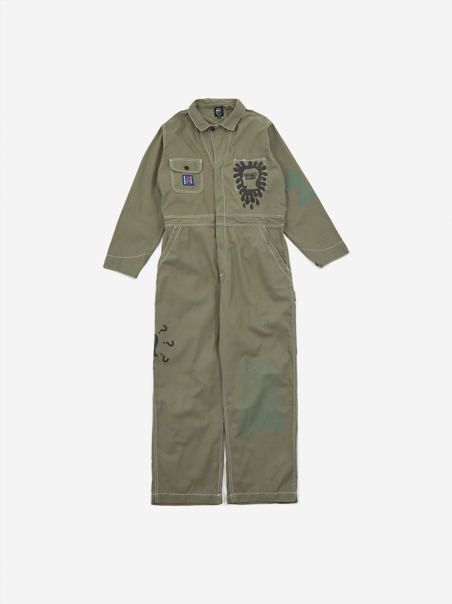 Brain Dead Brain Dead Printed Mechanics Overalls - Olive Green - Green