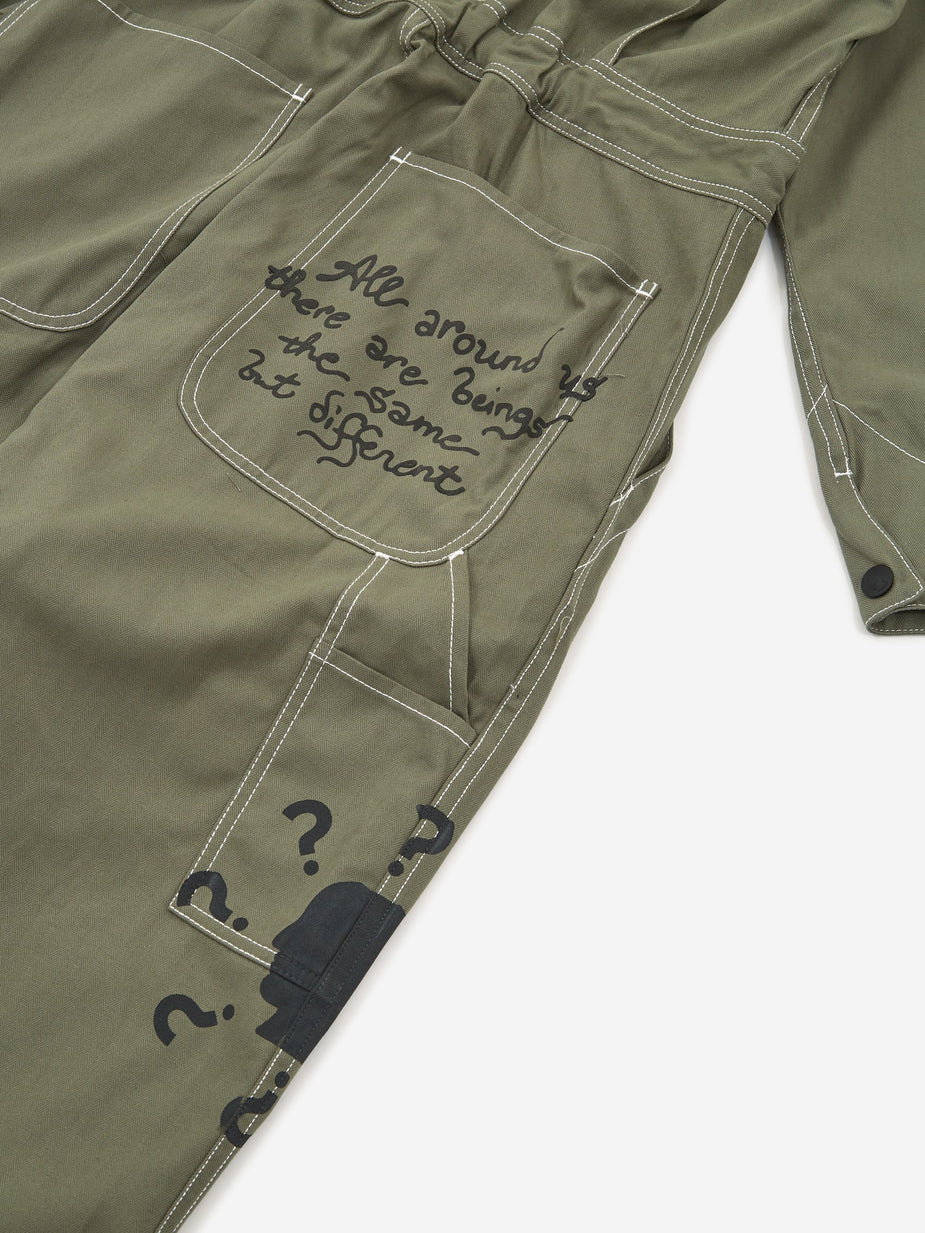 Brain Dead Brain Dead Printed Mechanics Overalls - Olive Green - Green