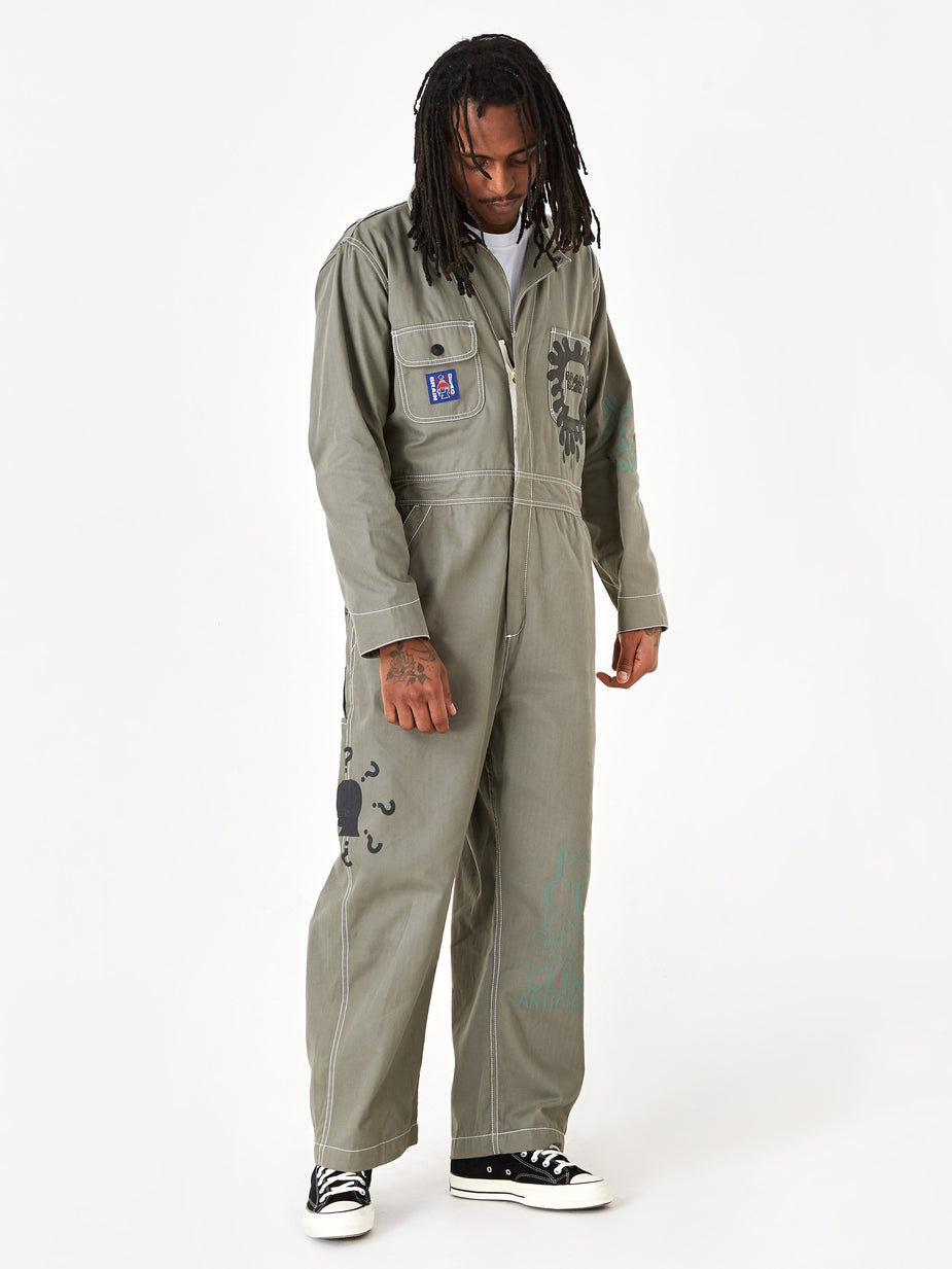 Brain Dead Brain Dead Printed Mechanics Overalls - Olive Green - Green