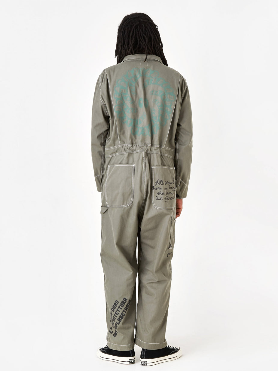 Brain Dead Brain Dead Printed Mechanics Overalls - Olive Green - Green