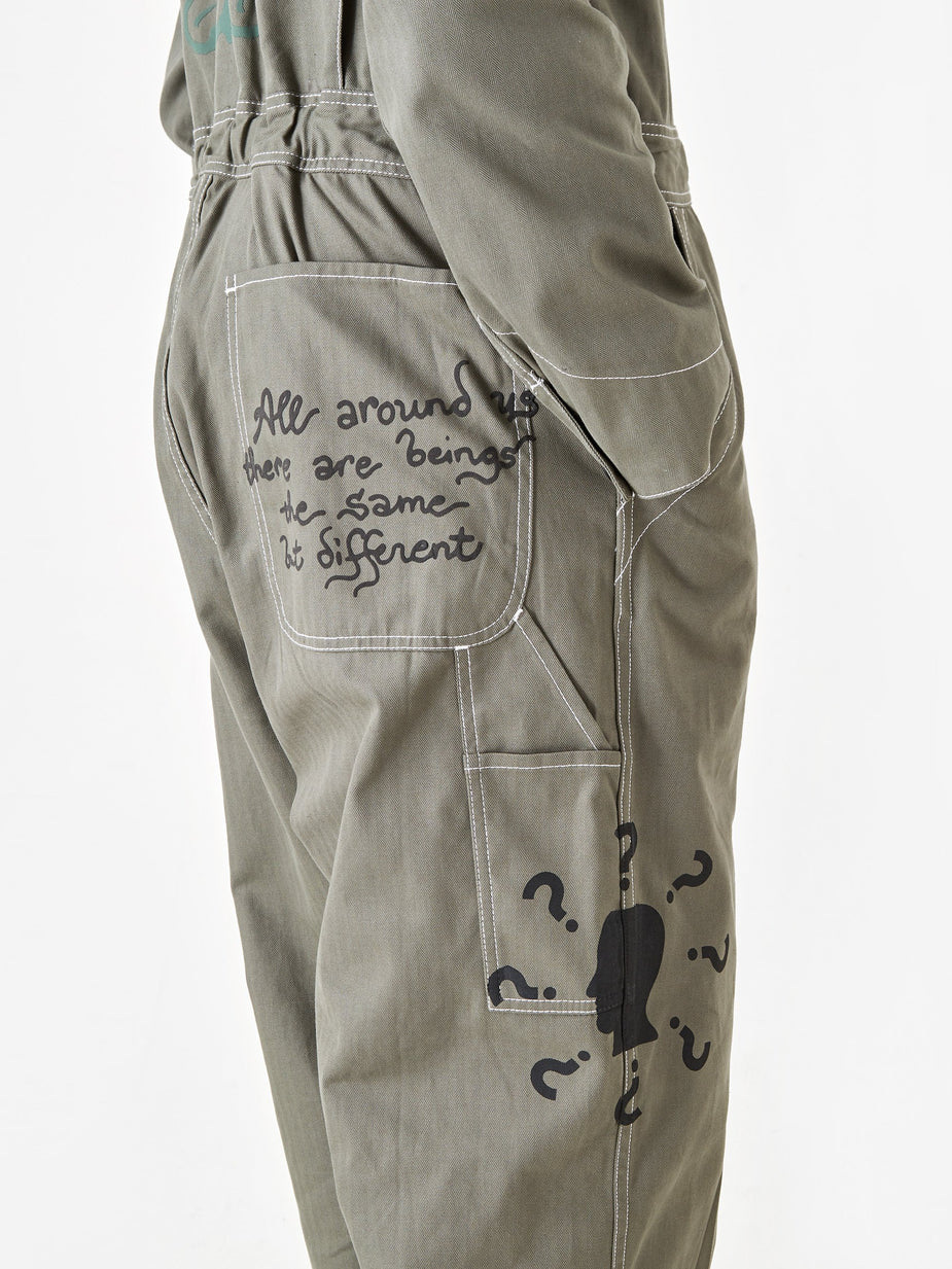 Brain Dead Brain Dead Printed Mechanics Overalls - Olive Green - Green