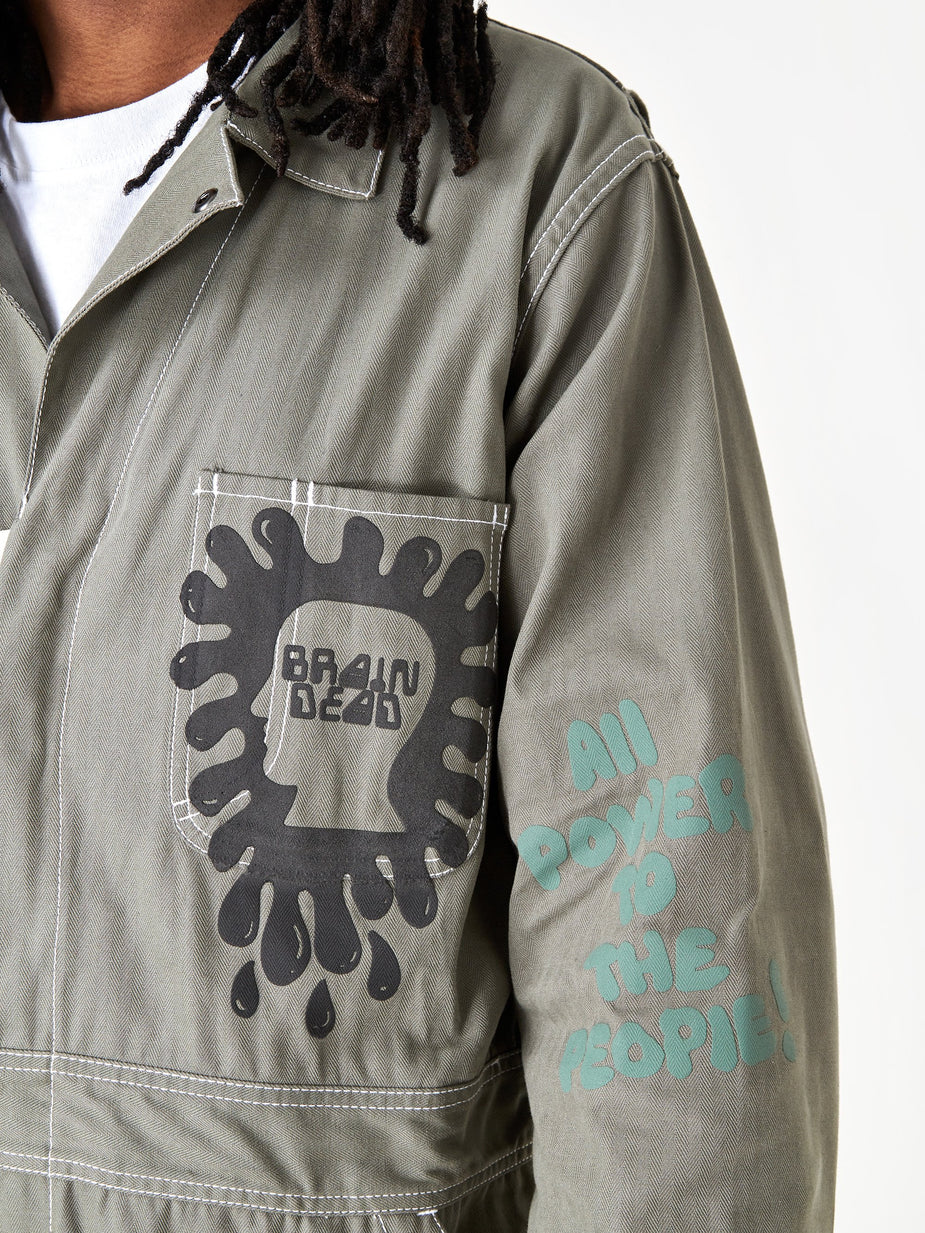 Brain Dead Brain Dead Printed Mechanics Overalls - Olive Green - Green