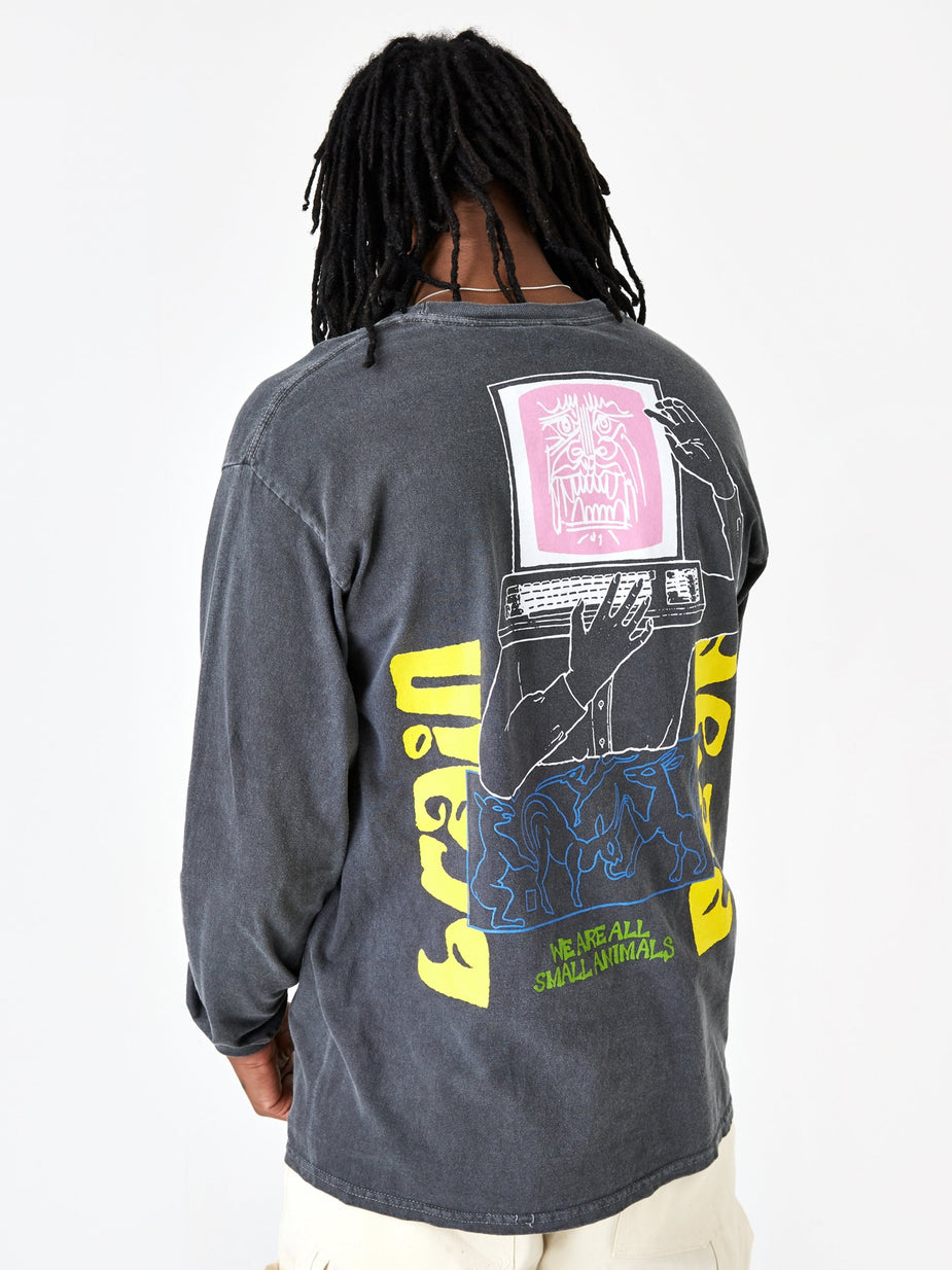 Brain Dead Brain Dead Small Animals Longsleeve T-Shirt - Washed Black - Black