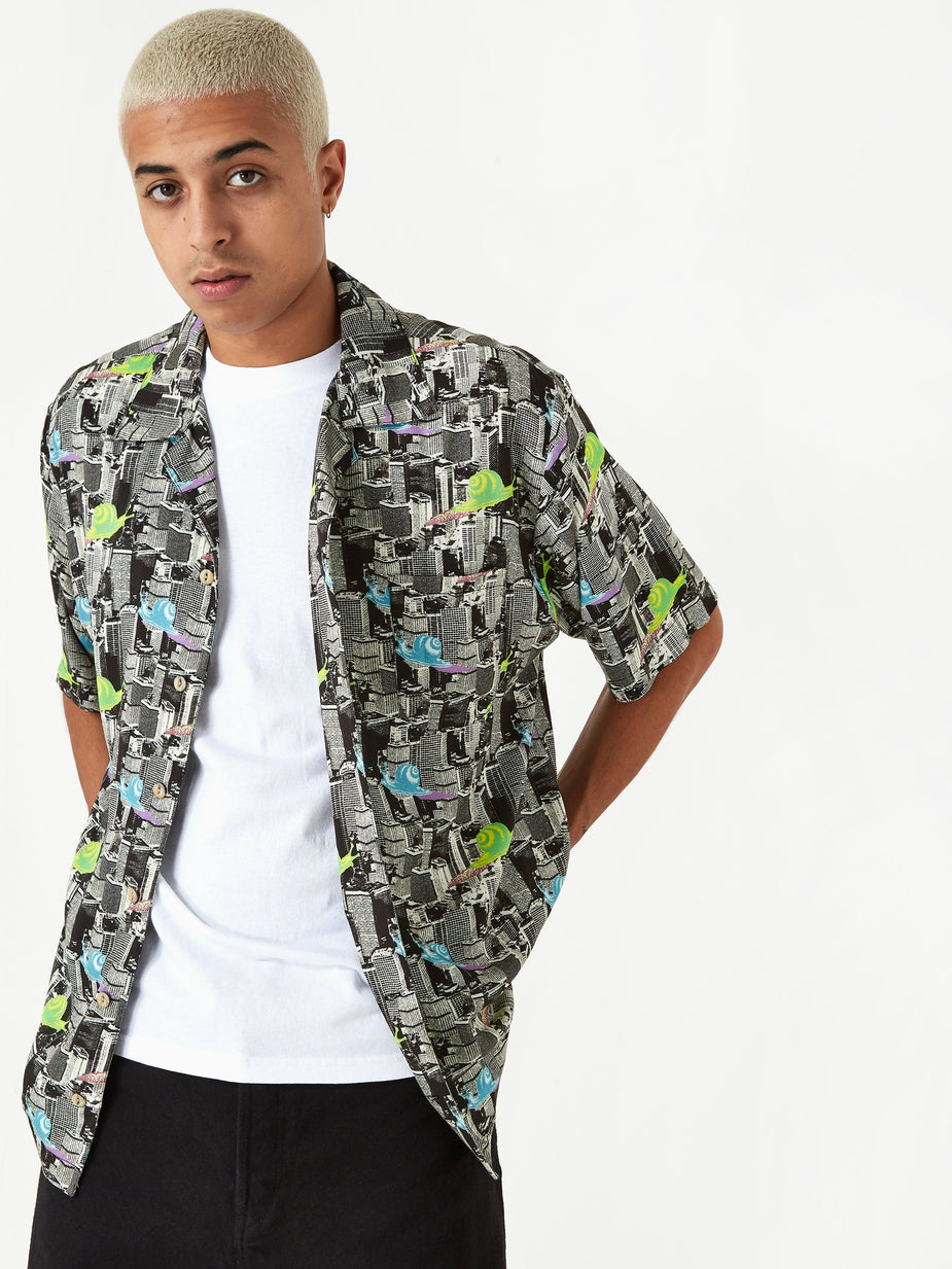 Brain Dead Brain Dead Snail Print Short Sleeve Button Shirt - Multi - Multi