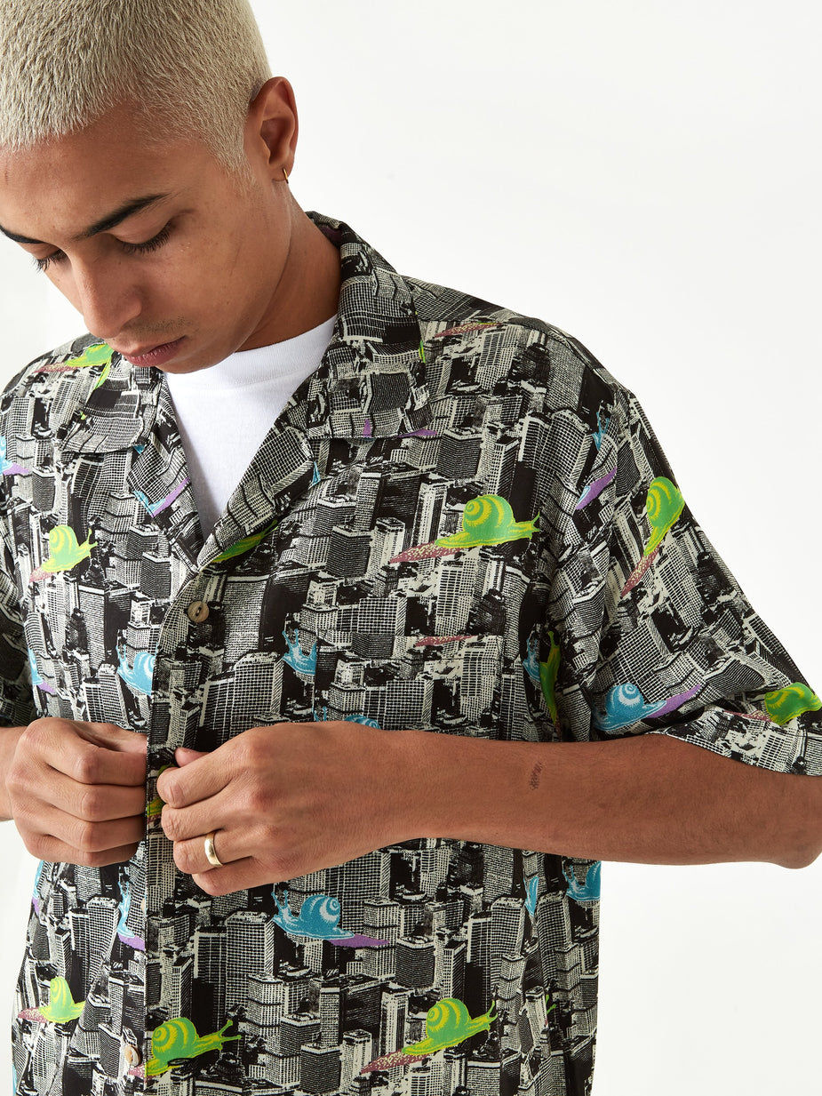 Brain Dead Brain Dead Snail Print Short Sleeve Button Shirt - Multi - Multi