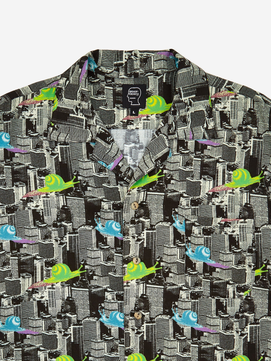 Brain Dead Brain Dead Snail Print Short Sleeve Button Shirt - Multi - Multi