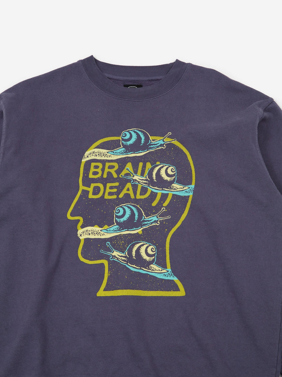 Brain Dead Brain Dead Snail Trail Crewneck Sweatshirt - Washed Navy - Blue