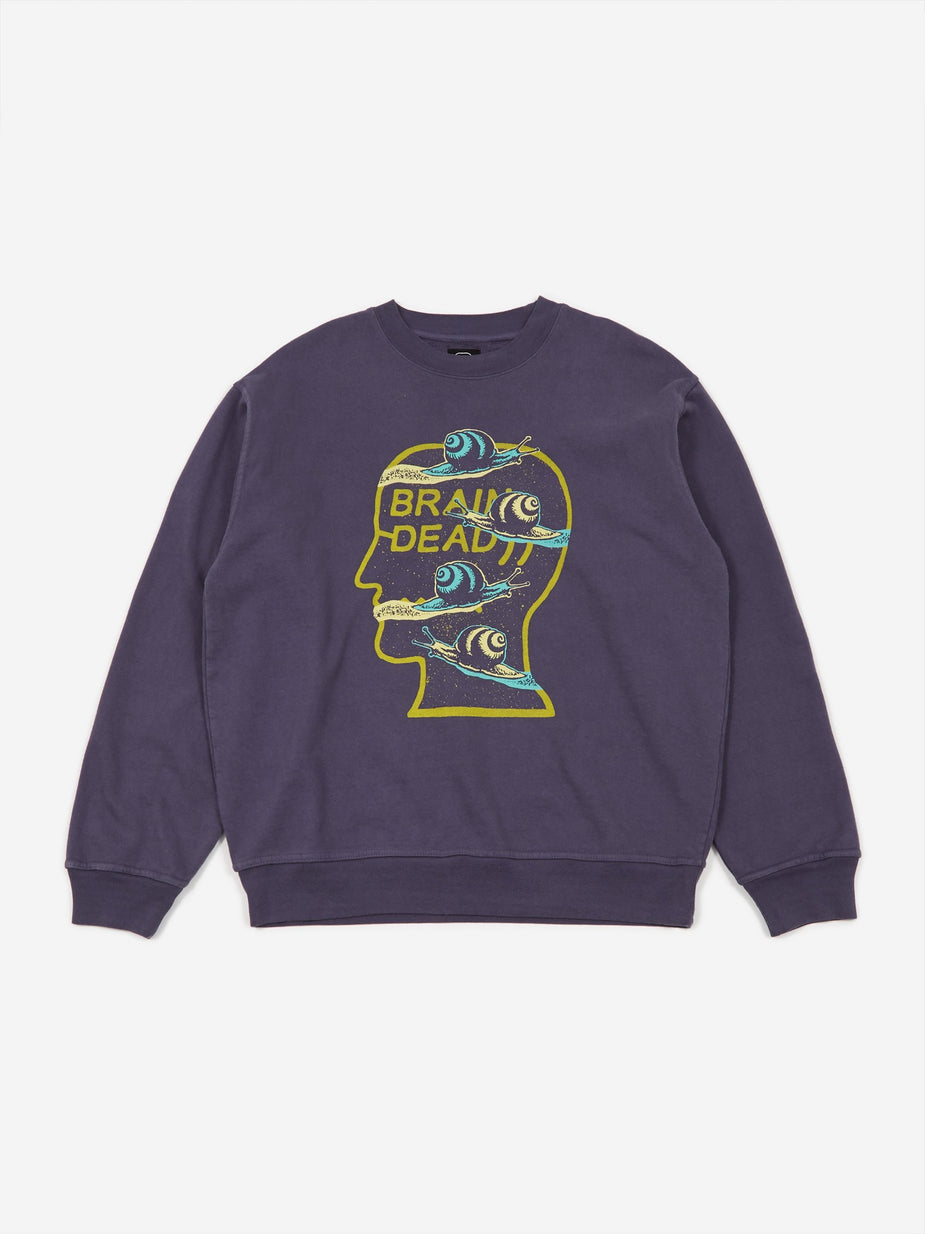 Brain Dead Brain Dead Snail Trail Crewneck Sweatshirt - Washed Navy - Blue