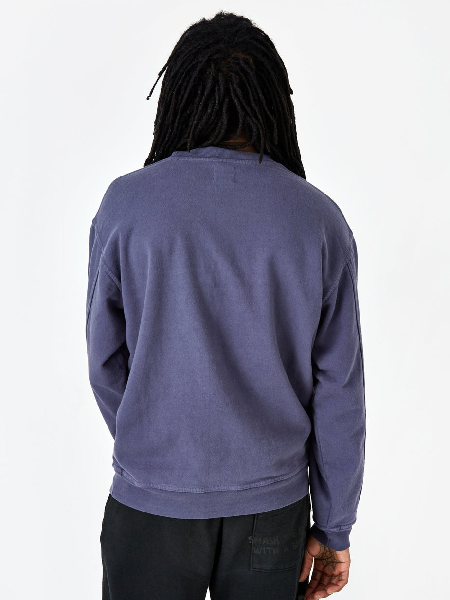 Brain Dead Brain Dead Snail Trail Crewneck Sweatshirt - Washed Navy - Blue