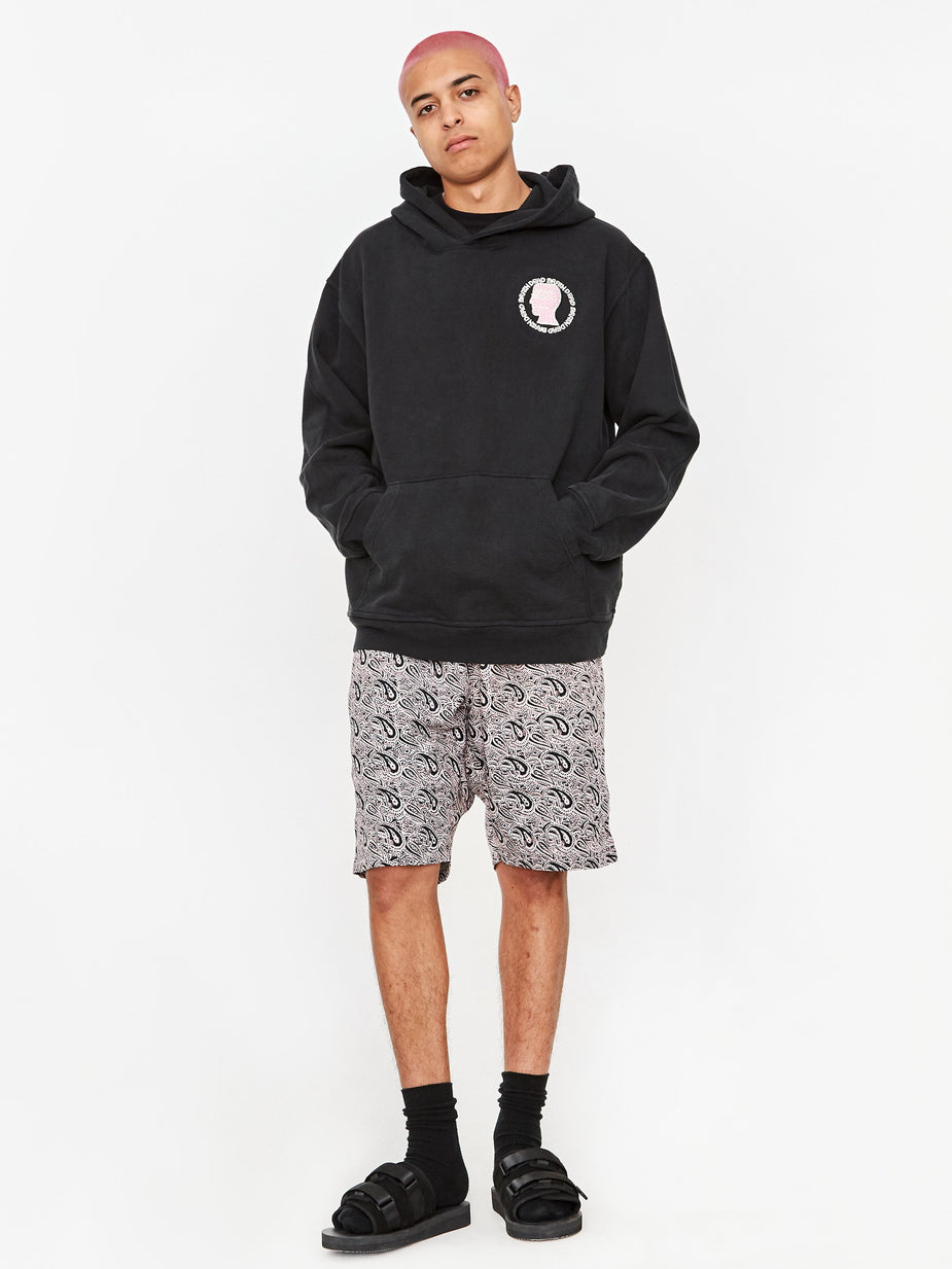 Brain Dead Brain Dead Speed Embroidered Text Logo Head Hoodie - Washed Black - Black