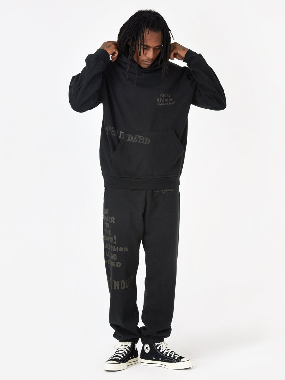 Brain Dead Brain Dead Tonal Type Print Hoodie - Black - Black