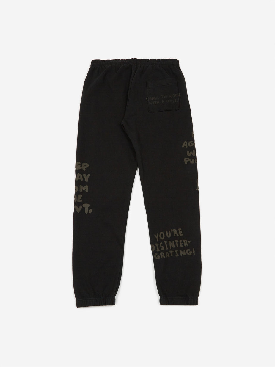 Brain Dead Brain Dead Tonal Type Print Sweatpant - Black - Black