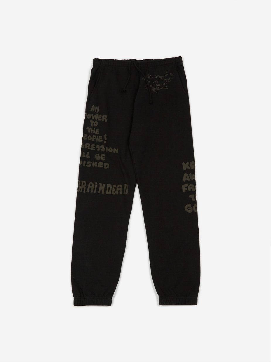 Brain Dead Brain Dead Tonal Type Print Sweatpant - Black - Black