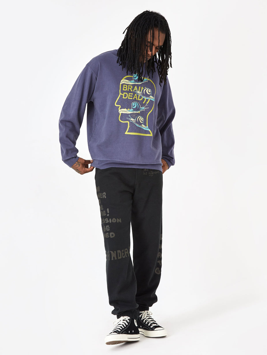 Brain Dead Brain Dead Tonal Type Print Sweatpant - Black - Black