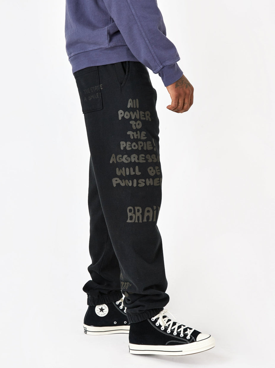 Brain Dead Brain Dead Tonal Type Print Sweatpant - Black - Black
