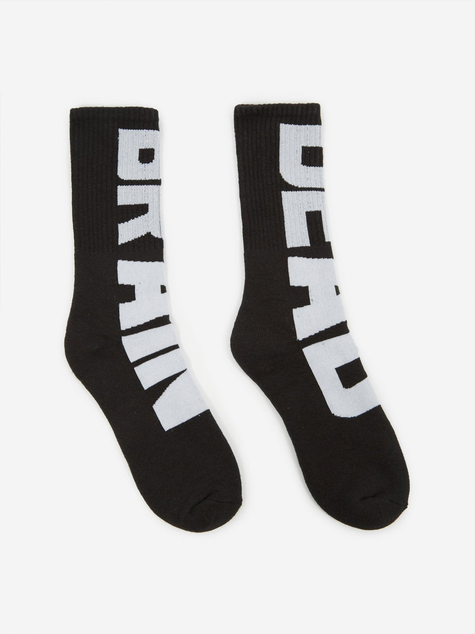 Brain Dead Brain Dead Vertical Type Sock - Black/White - Black