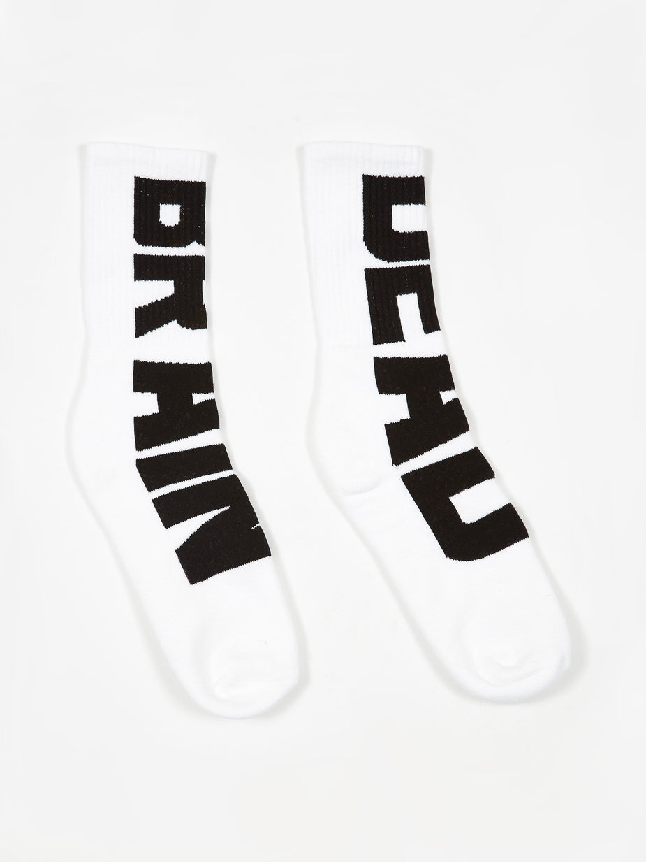 Brain Dead Brain Dead Vertical Type Sock - White - White