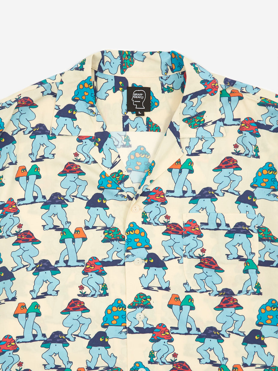Brain Dead Brain Dead Will Mushroom Shortsleeve Hawaiian Shirt - Natural - Neutrals