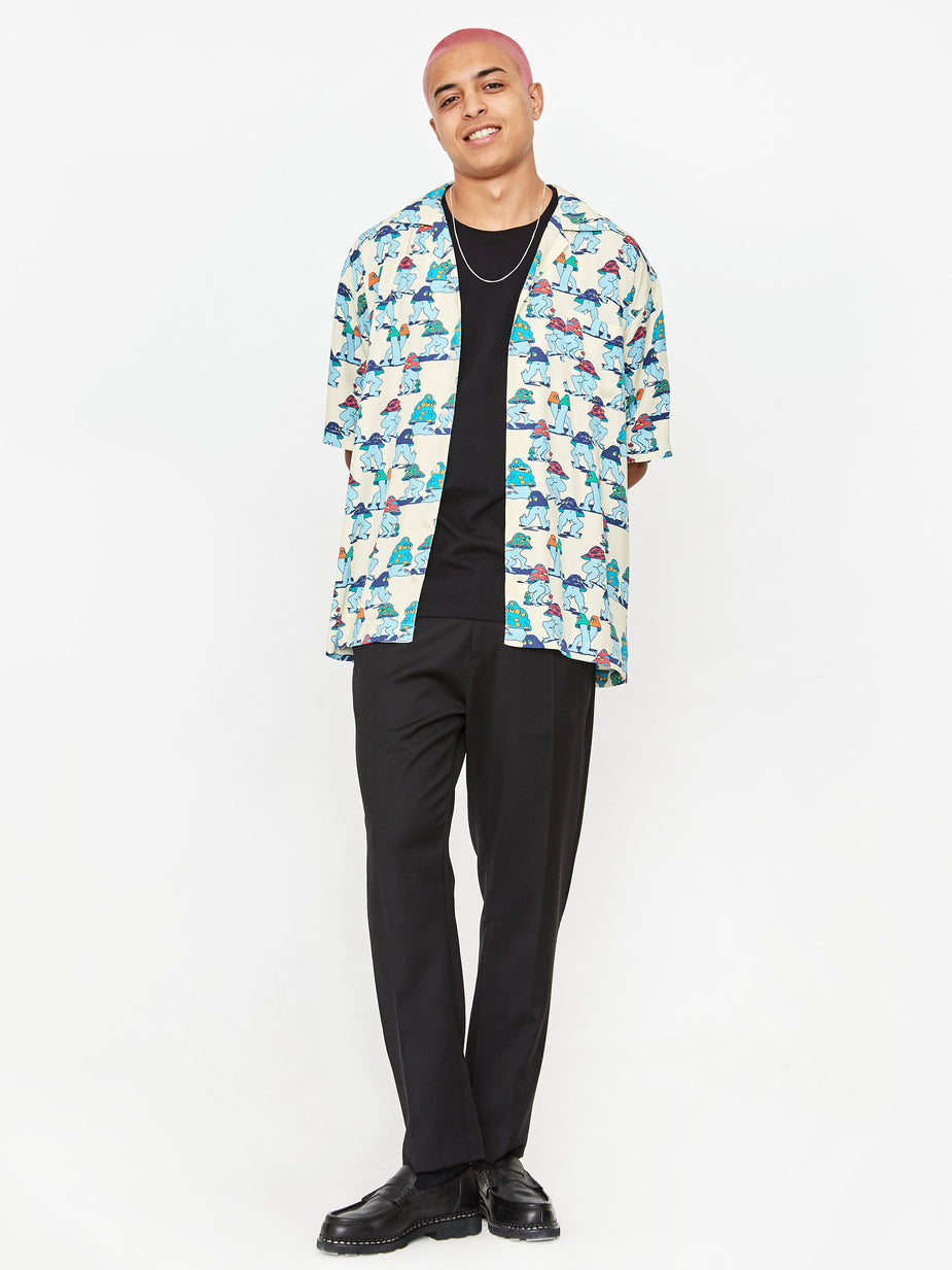 Brain Dead Brain Dead Will Mushroom Shortsleeve Hawaiian Shirt - Natural - Neutrals