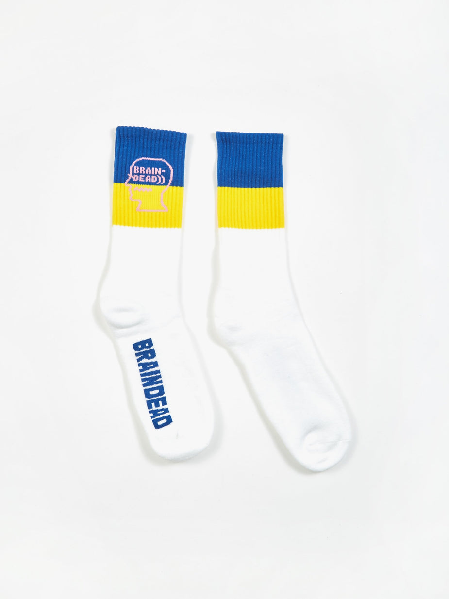 Brain Dead Brain Dead Logo Head Socks - White - White