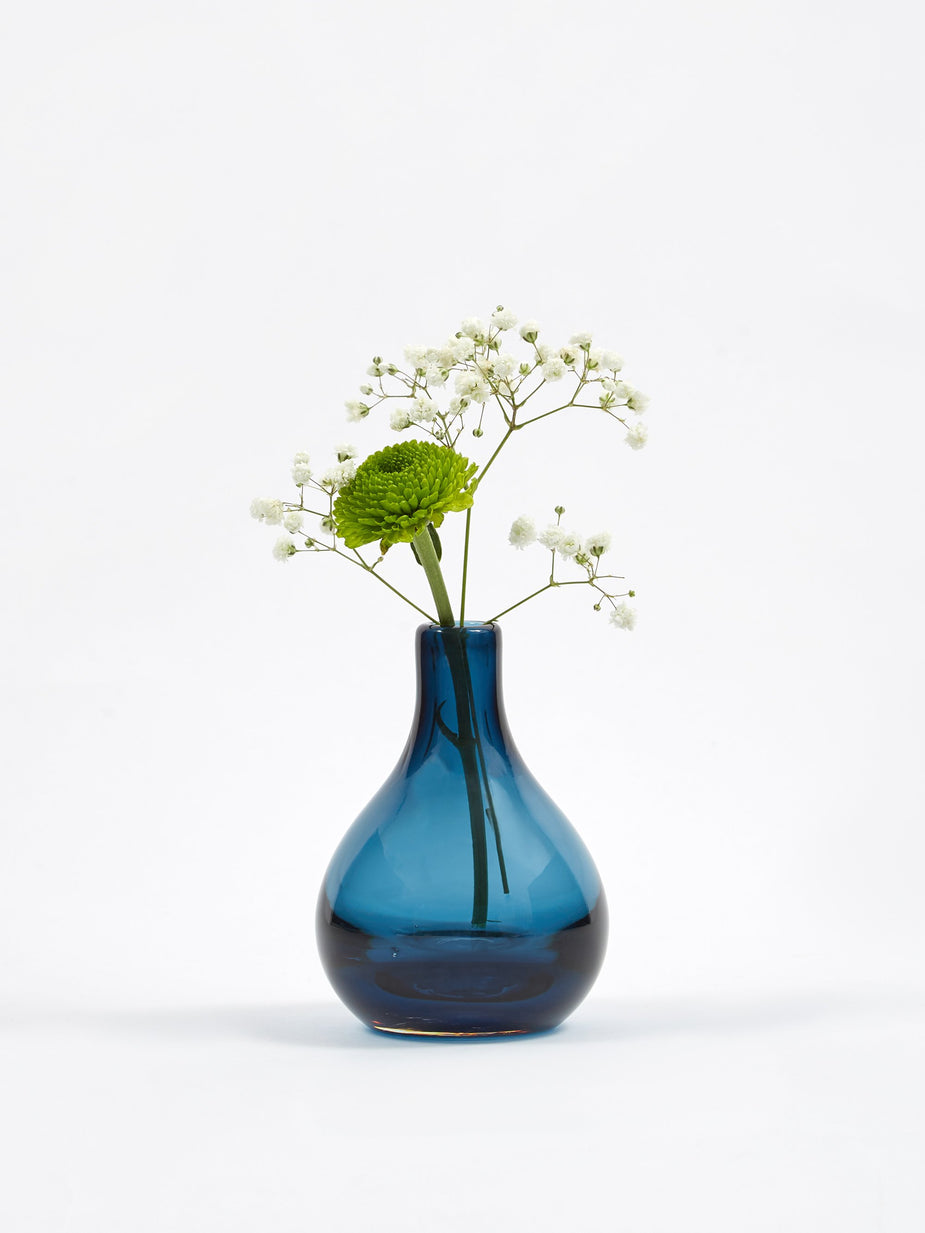 Broste Broste Bjork Mouthblown Glass Vase - Crown Blue - Blue