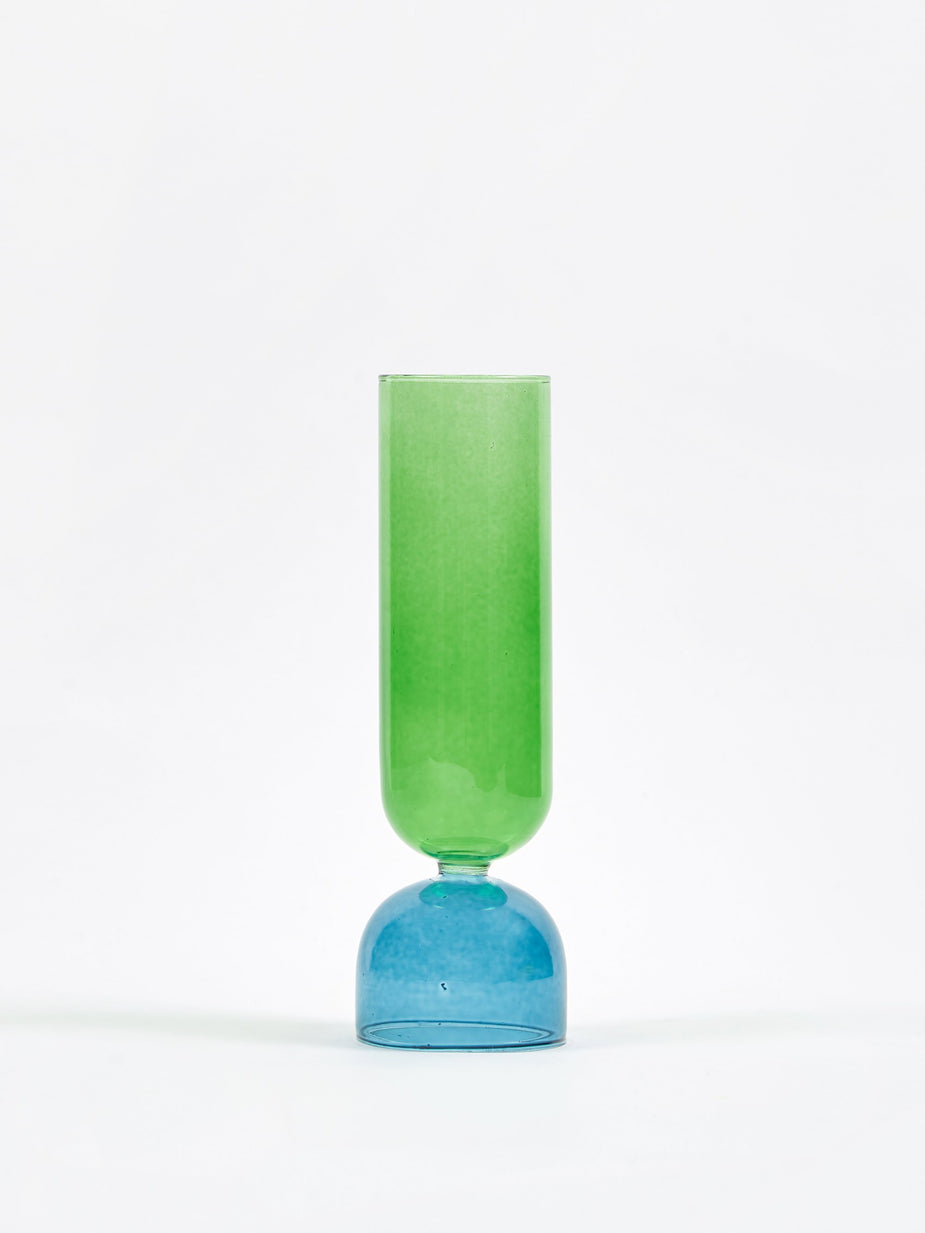Broste Broste Alrik Glass T-Light Holder/Vase - Crown Blue/Smokey Pine - Blue