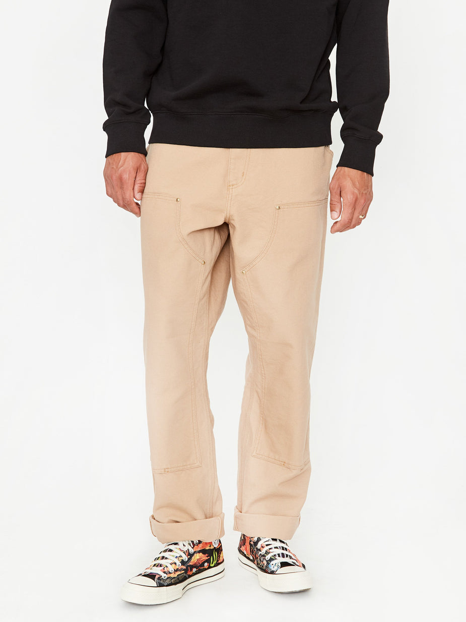 Cahartt WIP Carhartt WIP Double Knee Pant - Dusty Hamilton Brown Rinsed - Brown
