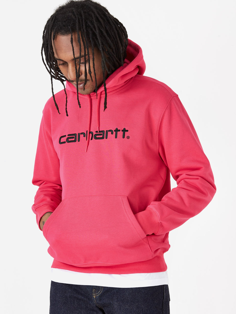 Carhartt WIP Carhartt WIP Hooded Sweatshirt - Ruby Pink/Black - Pink