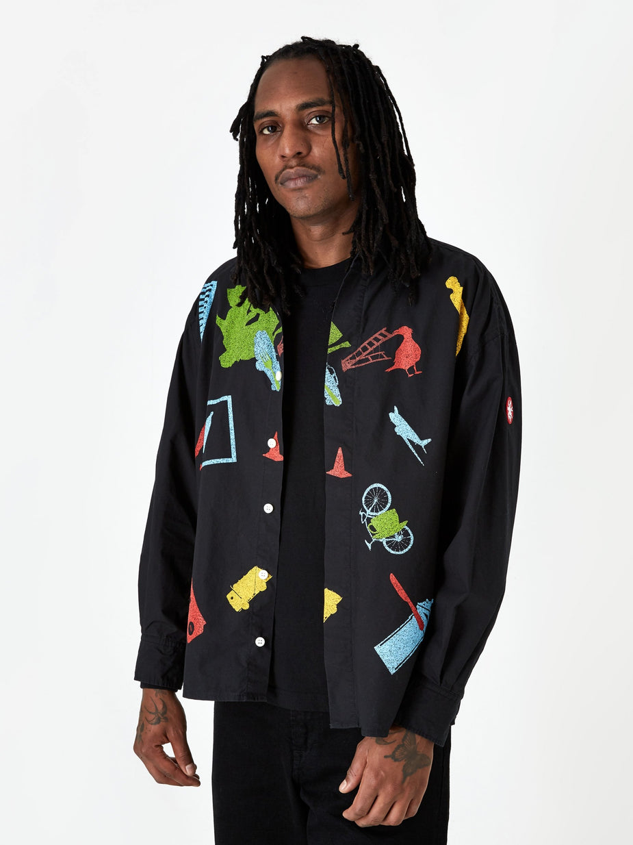 Cav Empt C.E Cav Empt Abm Big Shirt - Black Print - Black