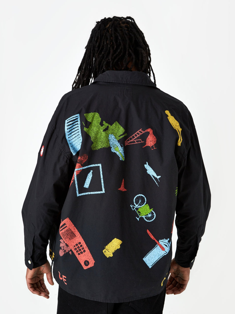 Cav Empt C.E Cav Empt Abm Big Shirt - Black Print - Black