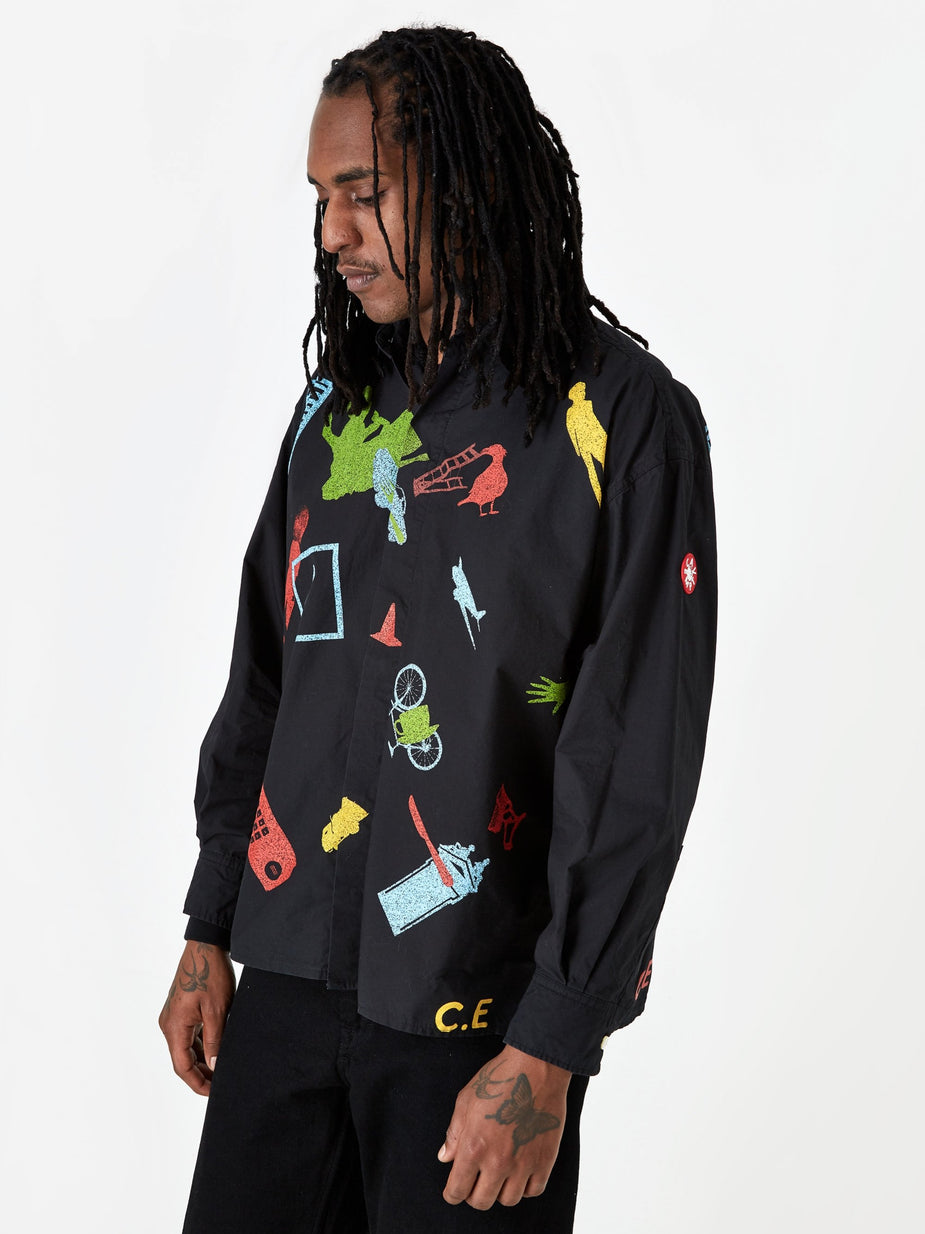 Cav Empt C.E Cav Empt Abm Big Shirt - Black Print - Black