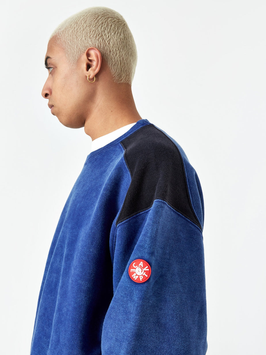 Cav Empt C.E Cav Empt Overdye Panel Shoulder Crewneck Sweatshirt - Navy - Blue
