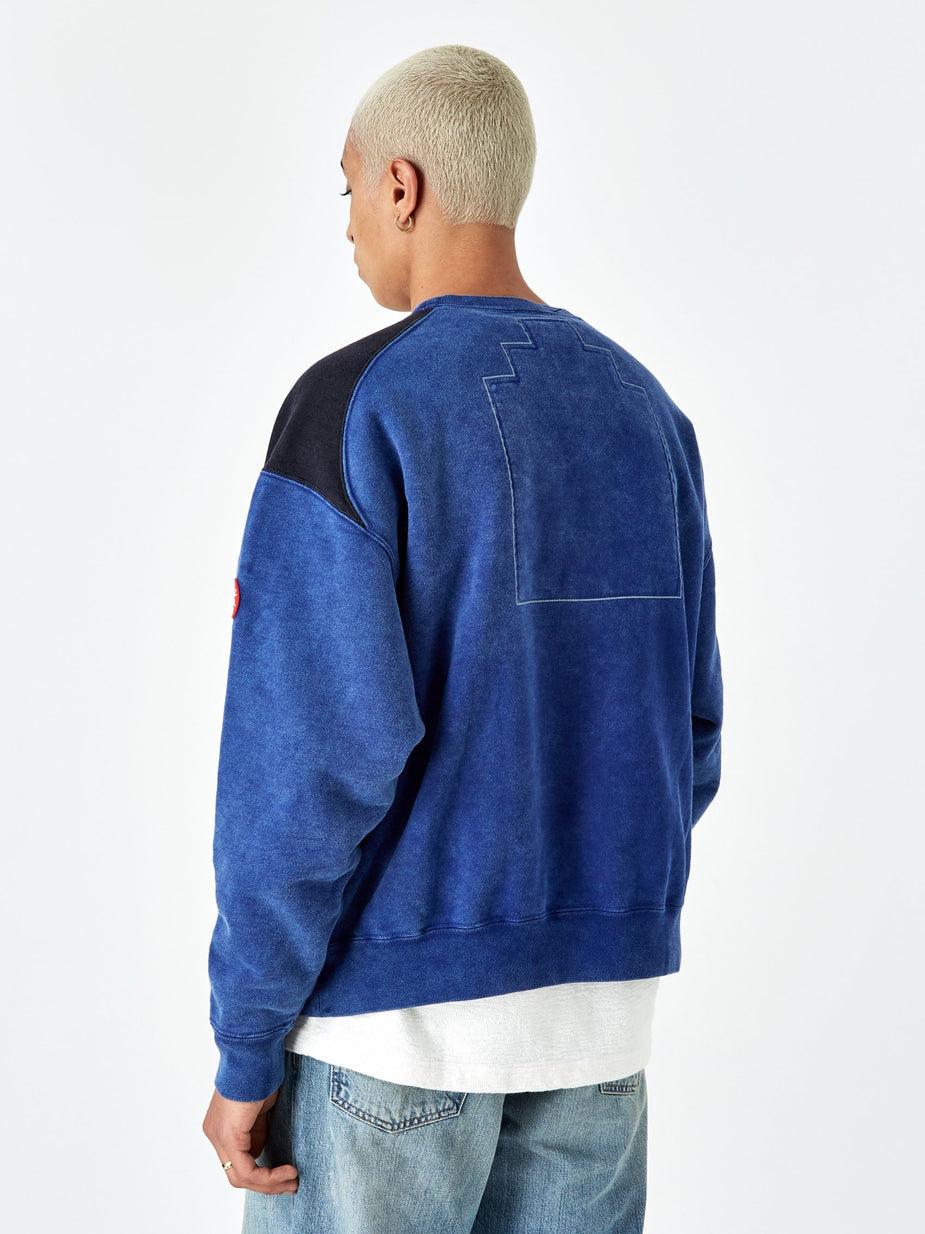 Cav Empt C.E Cav Empt Overdye Panel Shoulder Crewneck Sweatshirt - Navy - Blue