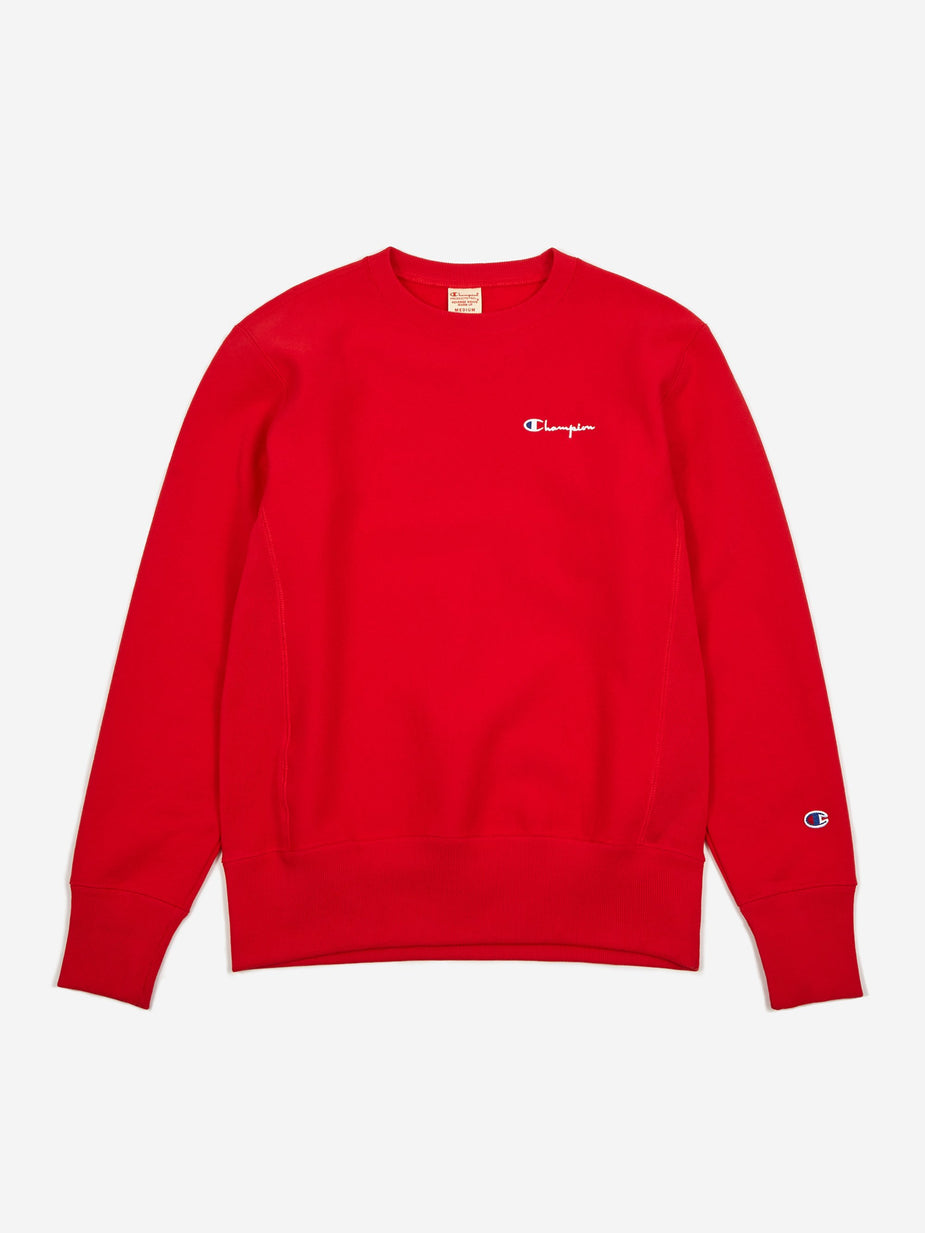 Champion Champion Reverse Weave Small Script Crewneck Sweatshirt - Red - Red