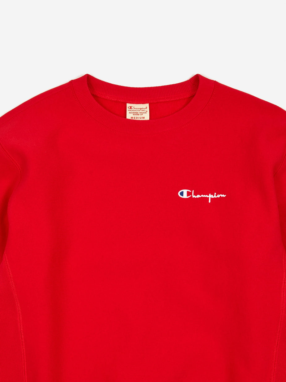 Champion Champion Reverse Weave Small Script Crewneck Sweatshirt - Red - Red