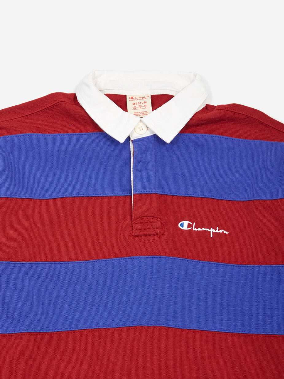 Champion Champion Striped Longsleeve Polo T-Shirt - Red - Red