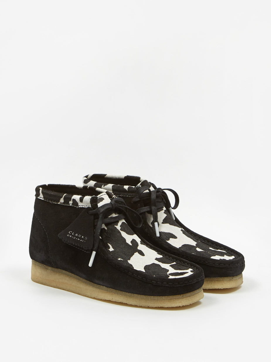 Clarks Clarks Wallabee Boot - Black Cow Print - Black