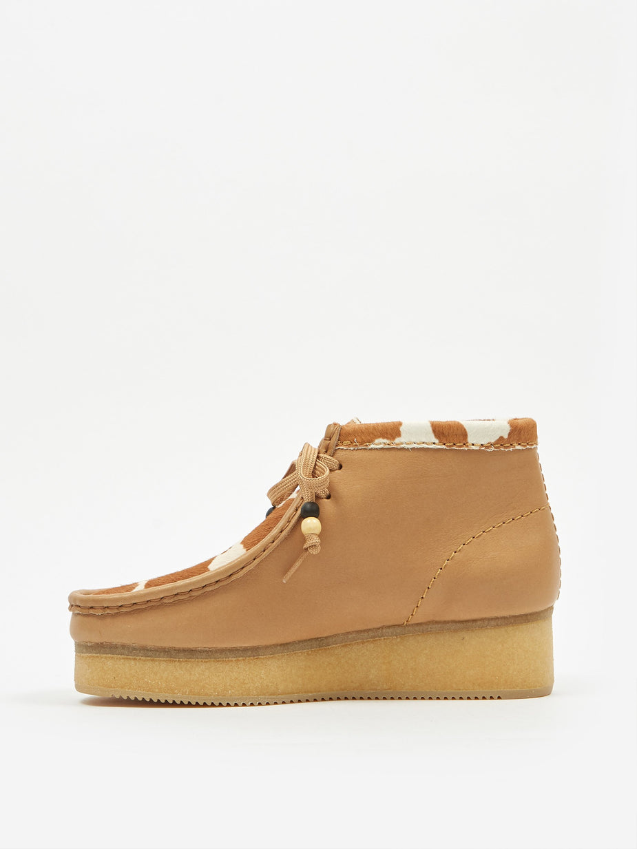 Clarks Clarks Wallabee Wedge - Tan Cow Print - Brown