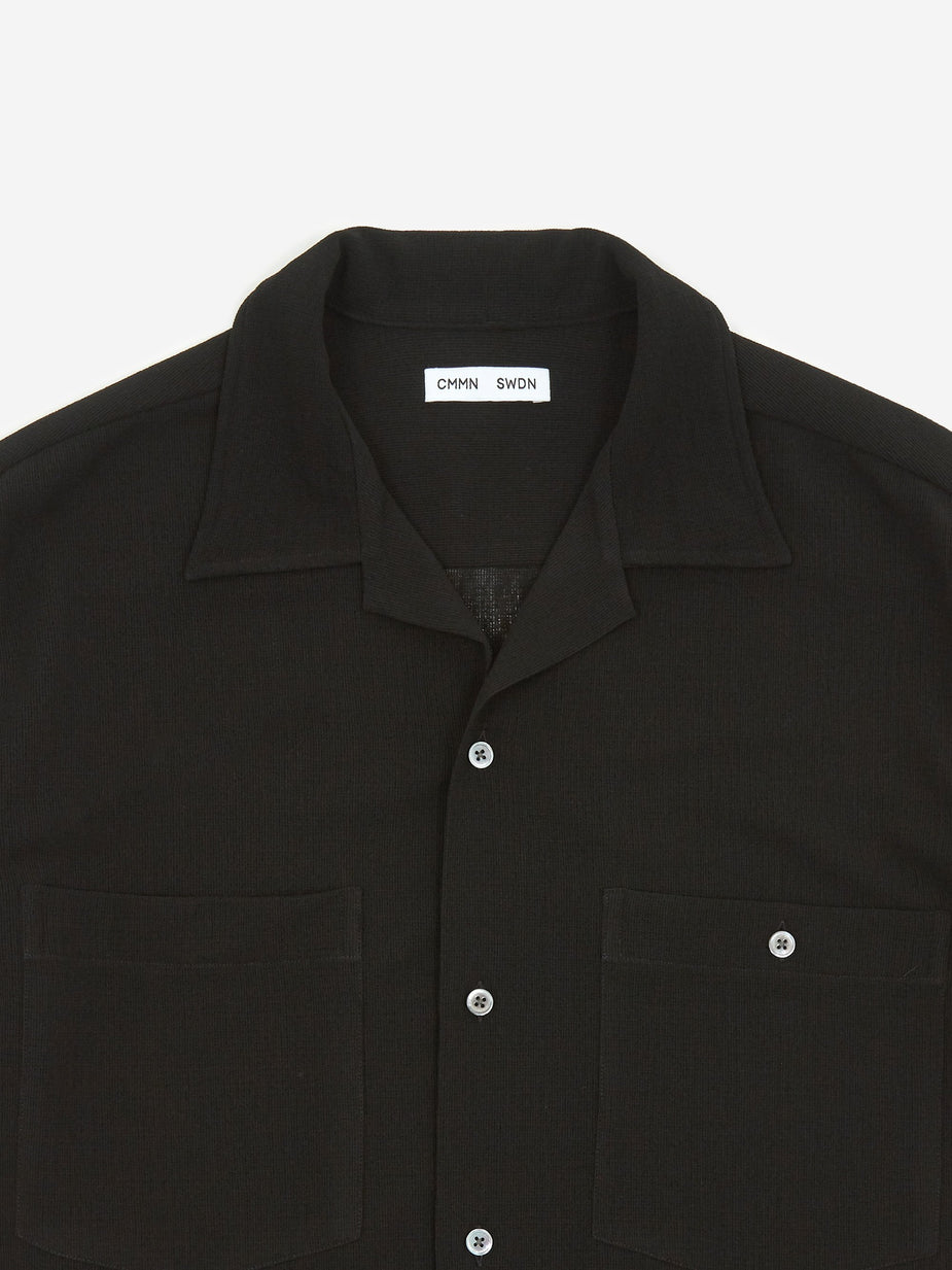 CMMN SWDN CMMN SWDN Dexter Camp Collar Shortsleeve Shirt - Black - Black