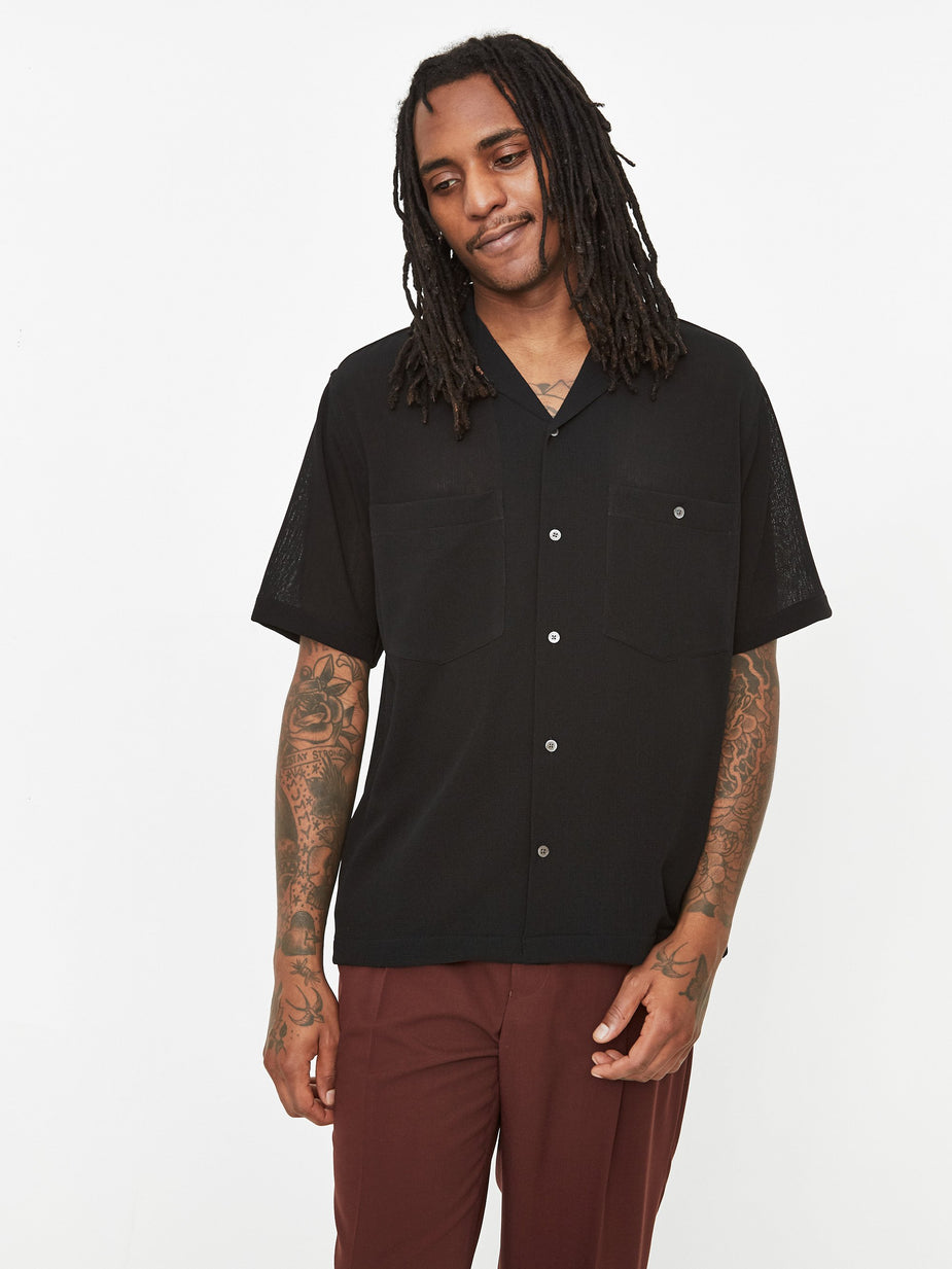 CMMN SWDN CMMN SWDN Dexter Camp Collar Shortsleeve Shirt - Black - Black