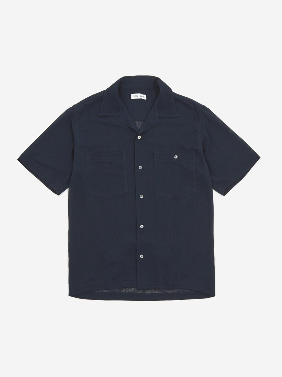CMMN SWDN CMMN SWDN Dexter Camp Collar Shortsleeve Shirt - Navy - Blue