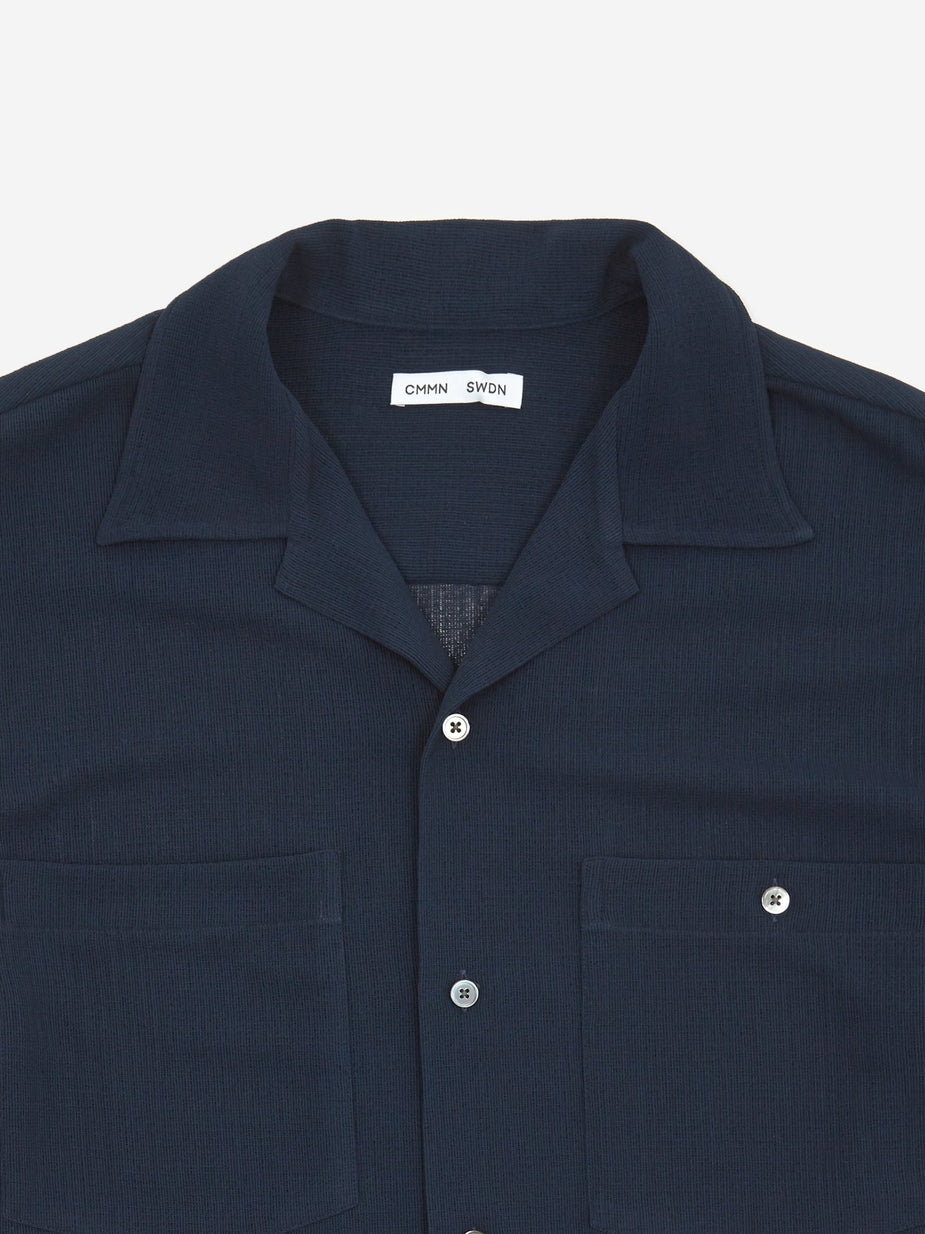 CMMN SWDN CMMN SWDN Dexter Camp Collar Shortsleeve Shirt - Navy - Blue